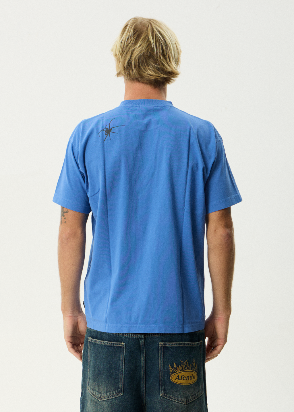 AFENDS Mens Webhead - Boxy Tee - Washed Marina
