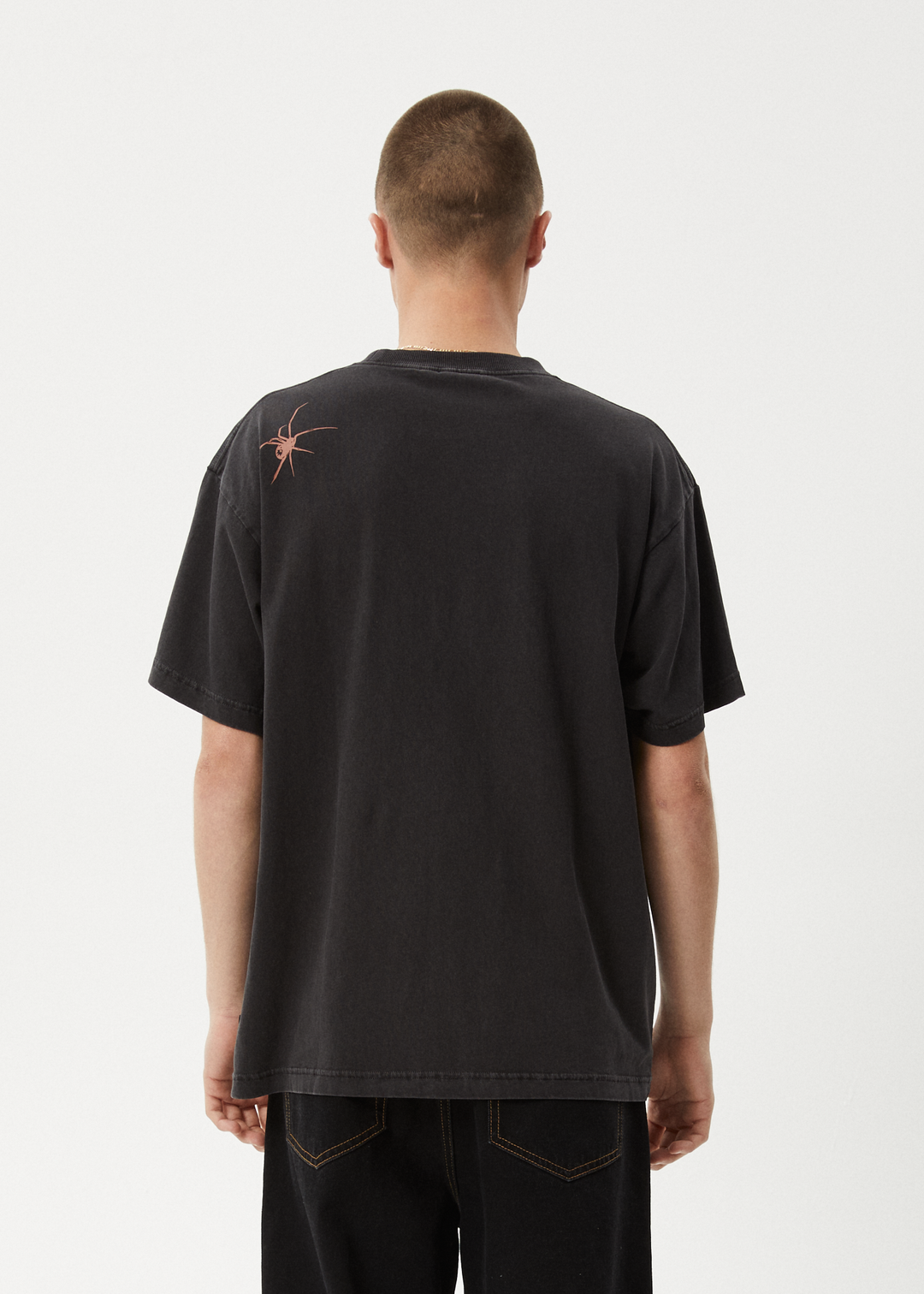 AFENDS Mens Webhead - Boxy Fit Tee - Stone Black