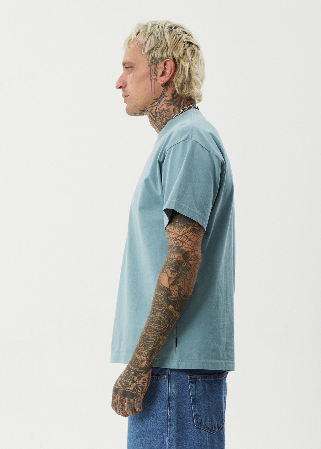 AFENDS Mens Fast Forward - Heavyweight Boxy Tee - Ocean Spray