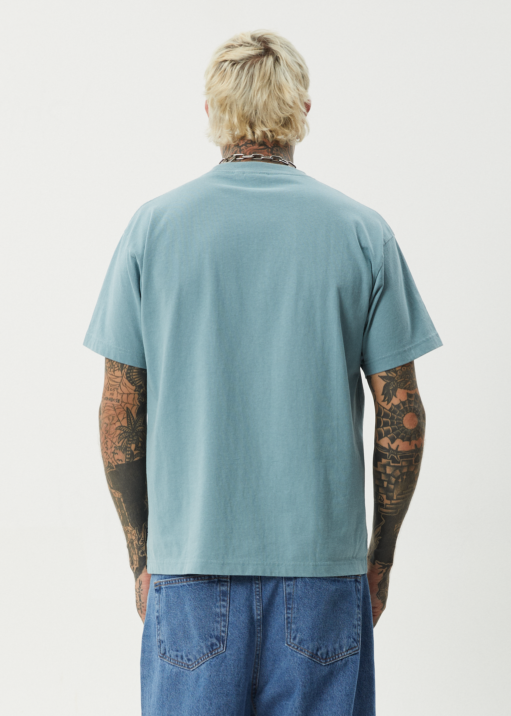 AFENDS Mens Fast Forward - Heavyweight Boxy Tee - Ocean Spray