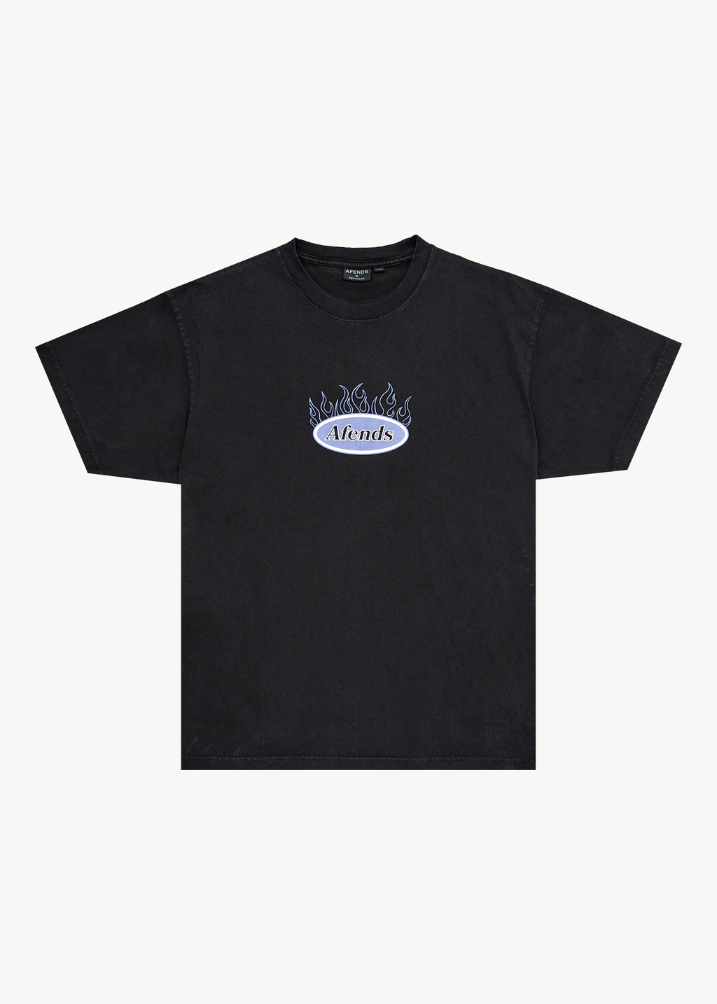 AFENDS Mens Fast Forward - Heavyweight Boxy Tee - Stone Black