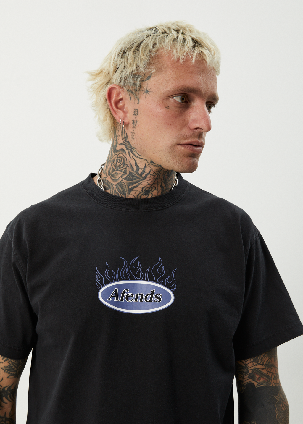 AFENDS Mens Fast Forward - Heavyweight Boxy Tee - Stone Black