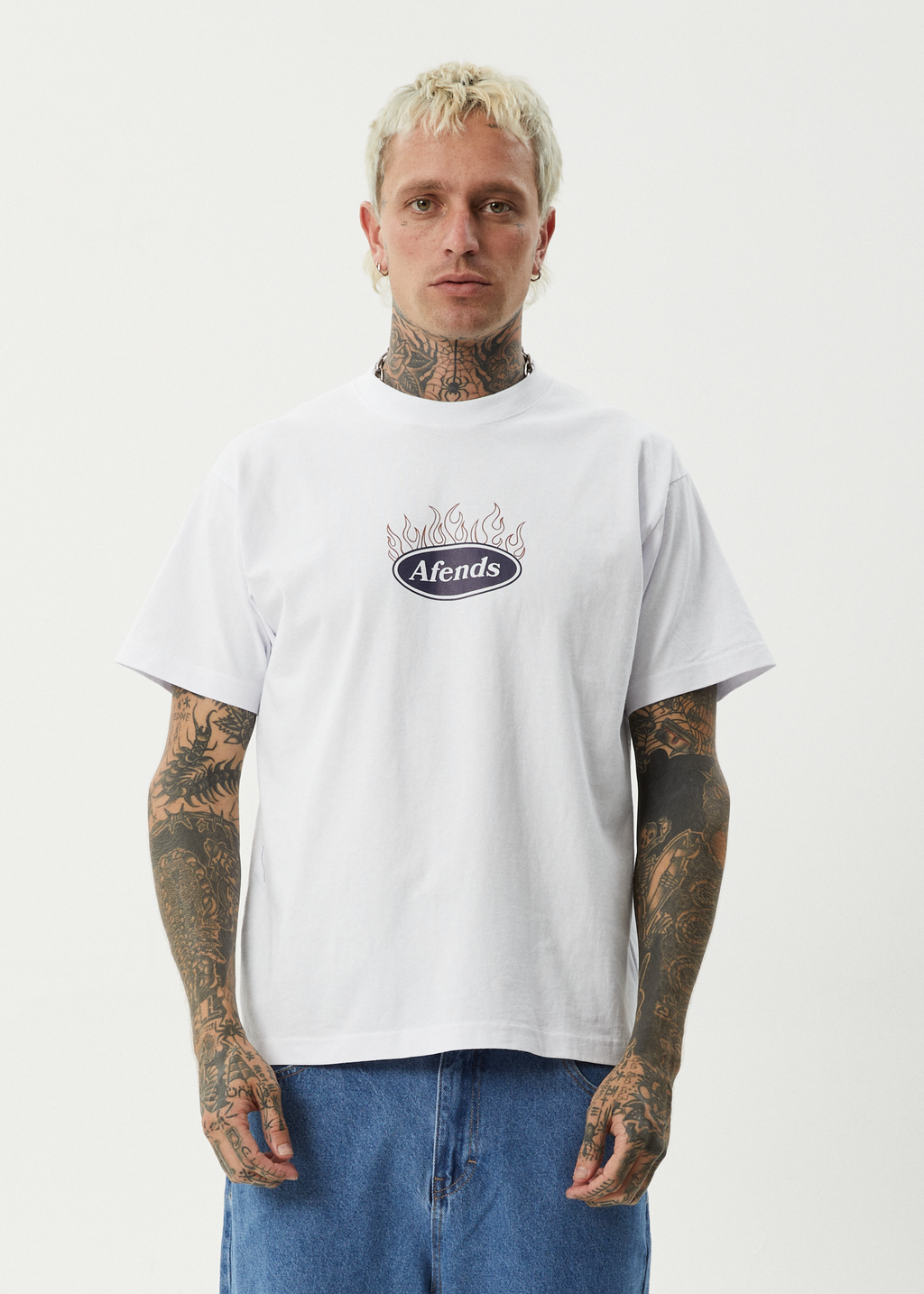 AFENDS Mens Fast Forward - Heavyweight Boxy Tee - White