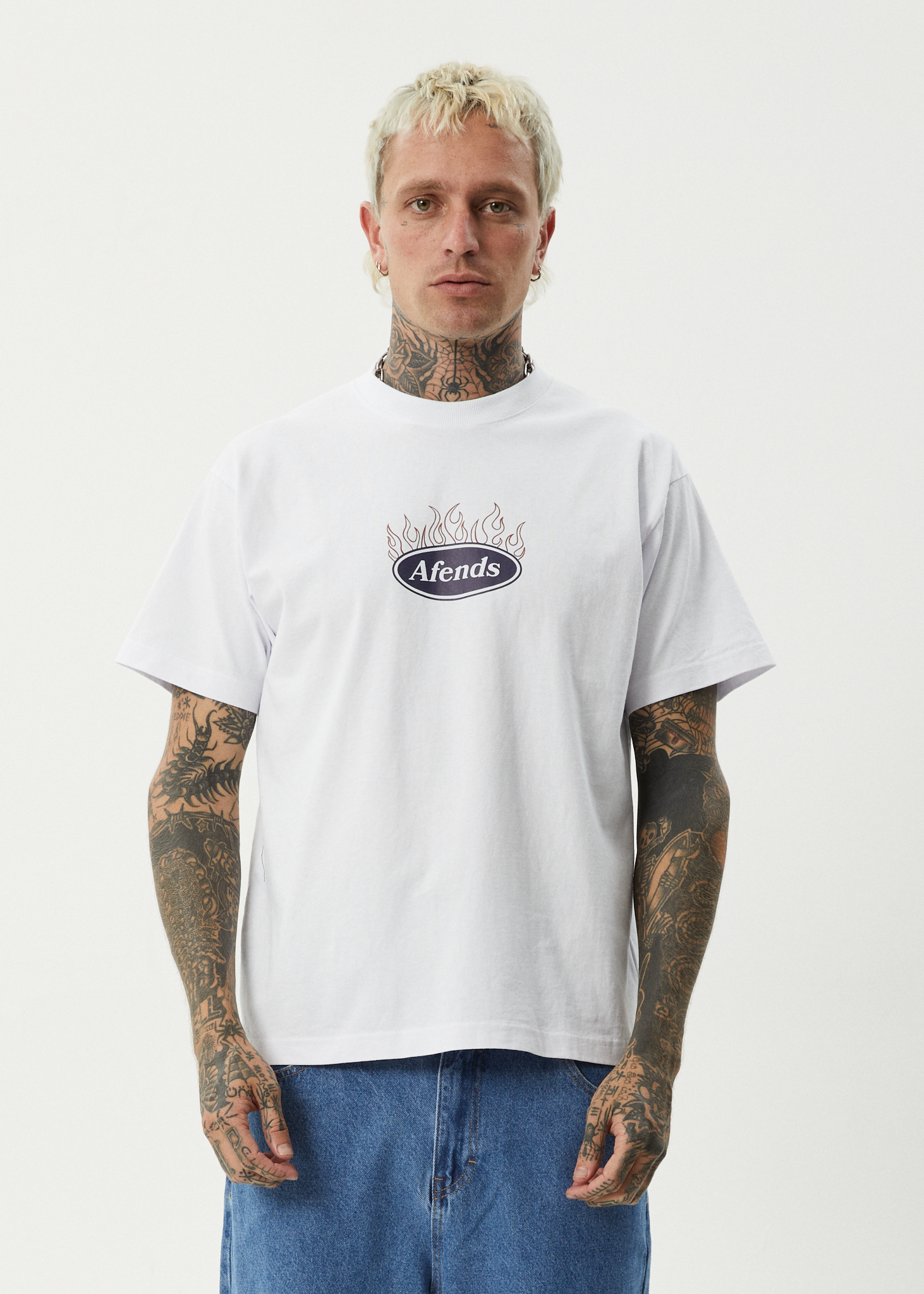 AFENDS Mens Fast Forward - Heavyweight Boxy Tee - White