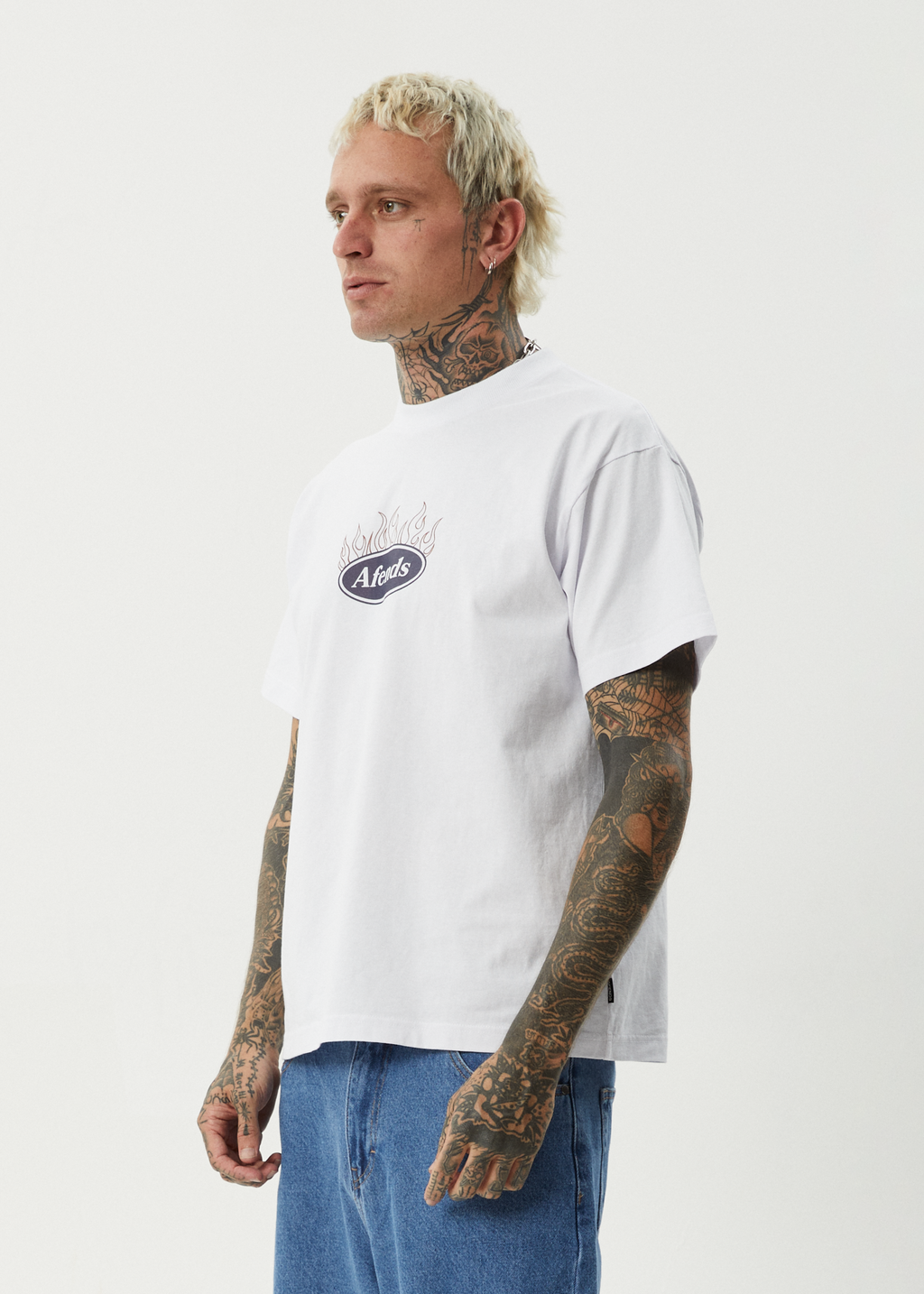 AFENDS Mens Fast Forward - Heavyweight Boxy Tee - White