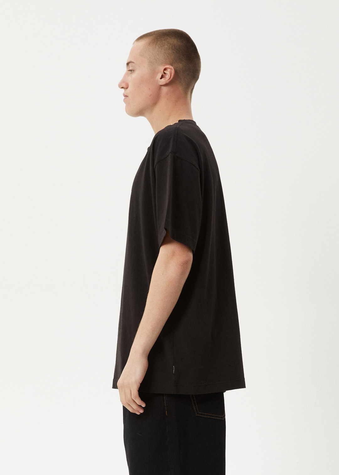 AFENDS Mens Wall Flower - Boxy Fit Tee - Black