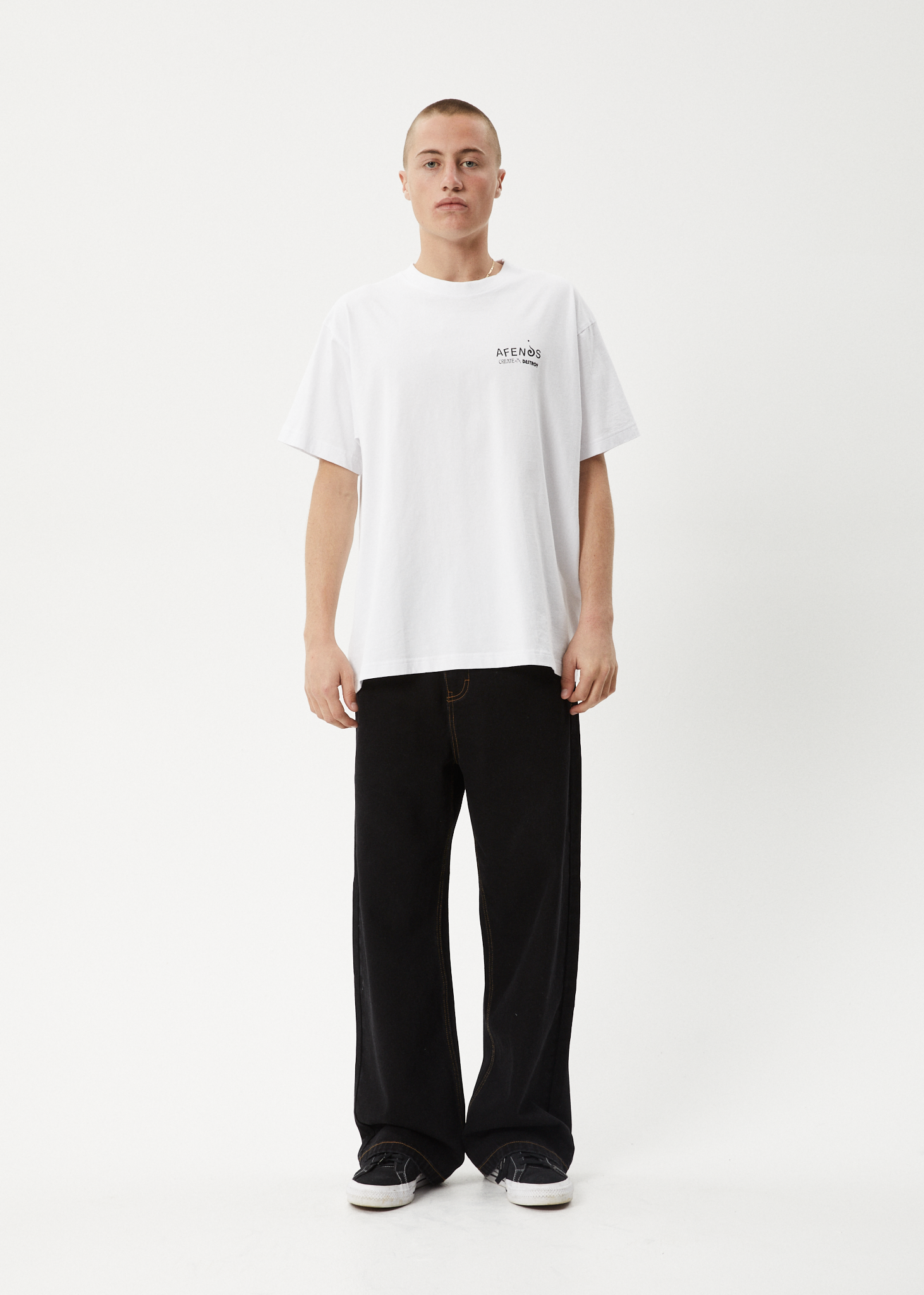 AFENDS Mens Mind Over - Heavyweight Boxy Tee - White