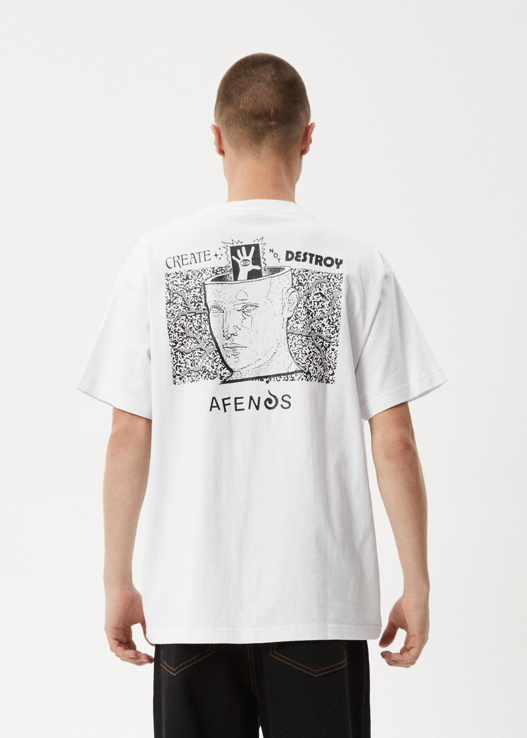 AFENDS Mens Mind Over - Heavy Weight Boxy Fit Tee - White