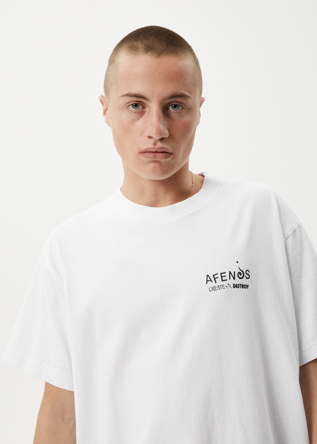 AFENDS Mens Mind Over - Heavyweight Boxy Tee - White