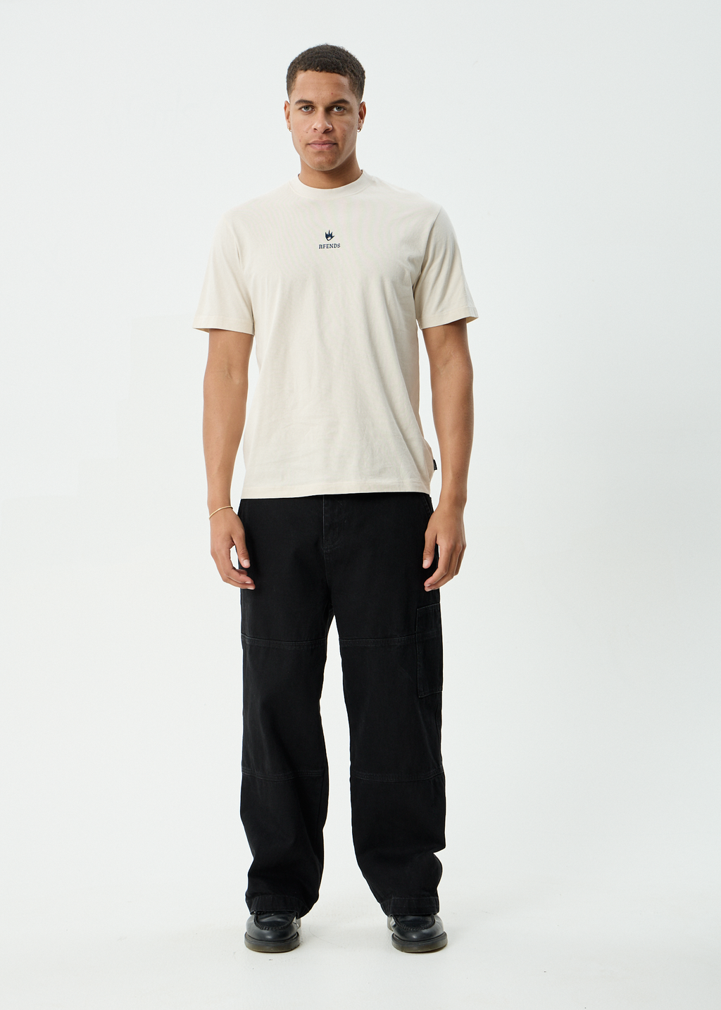 AFENDS Mens Burnin - Retro Tee - Moonbeam