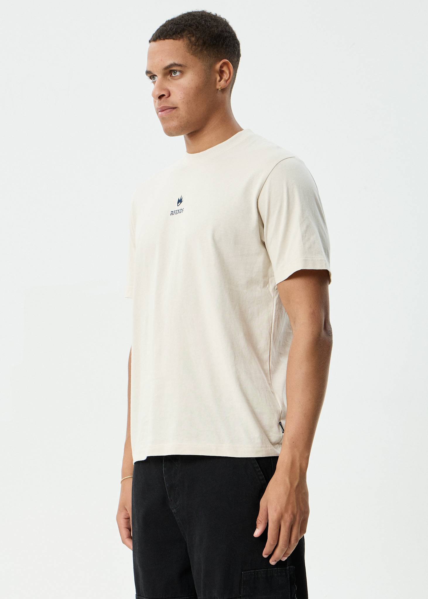 AFENDS Mens Burnin - Retro Tee - Moonbeam