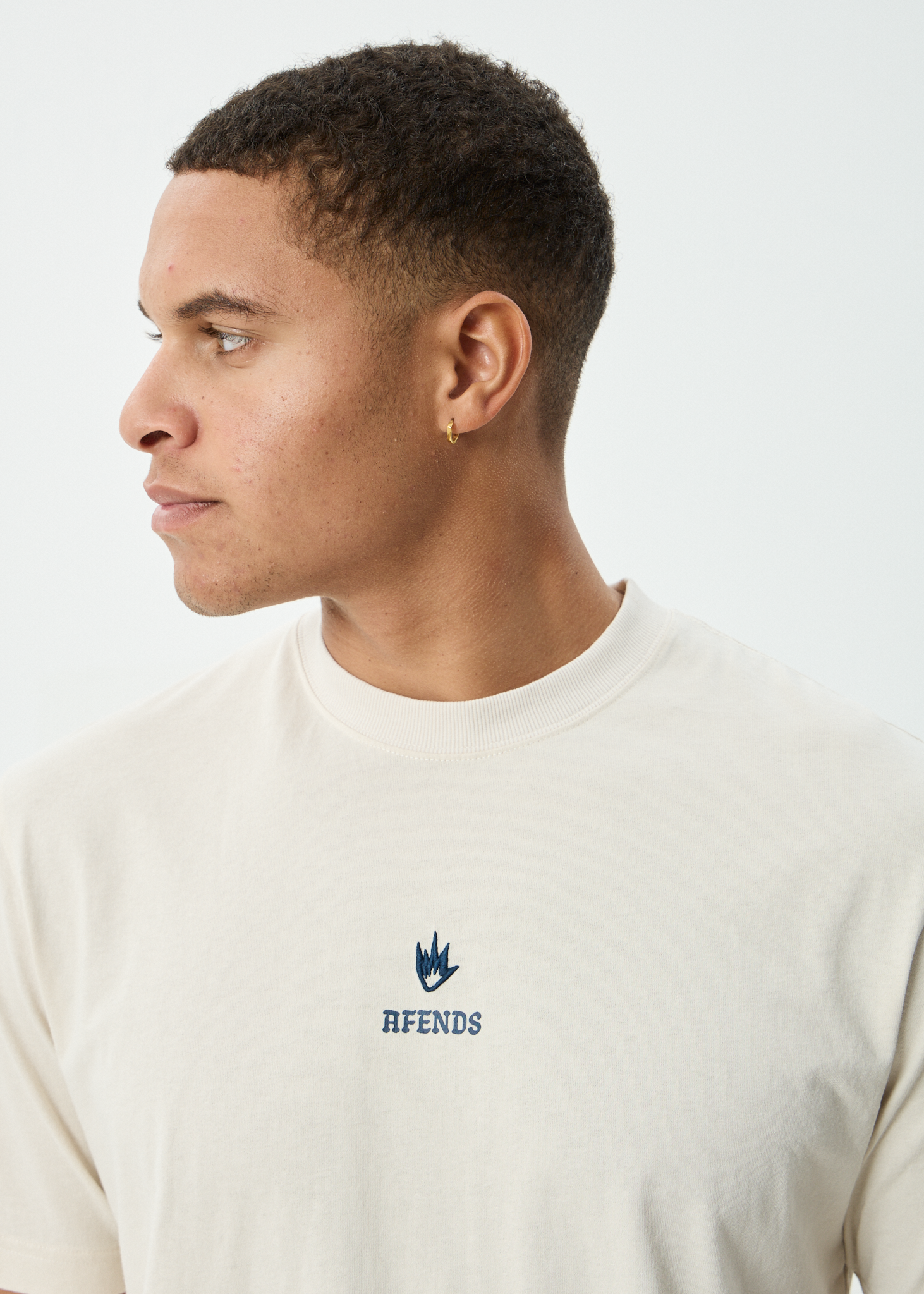 AFENDS Mens Burnin - Retro Tee - Moonbeam