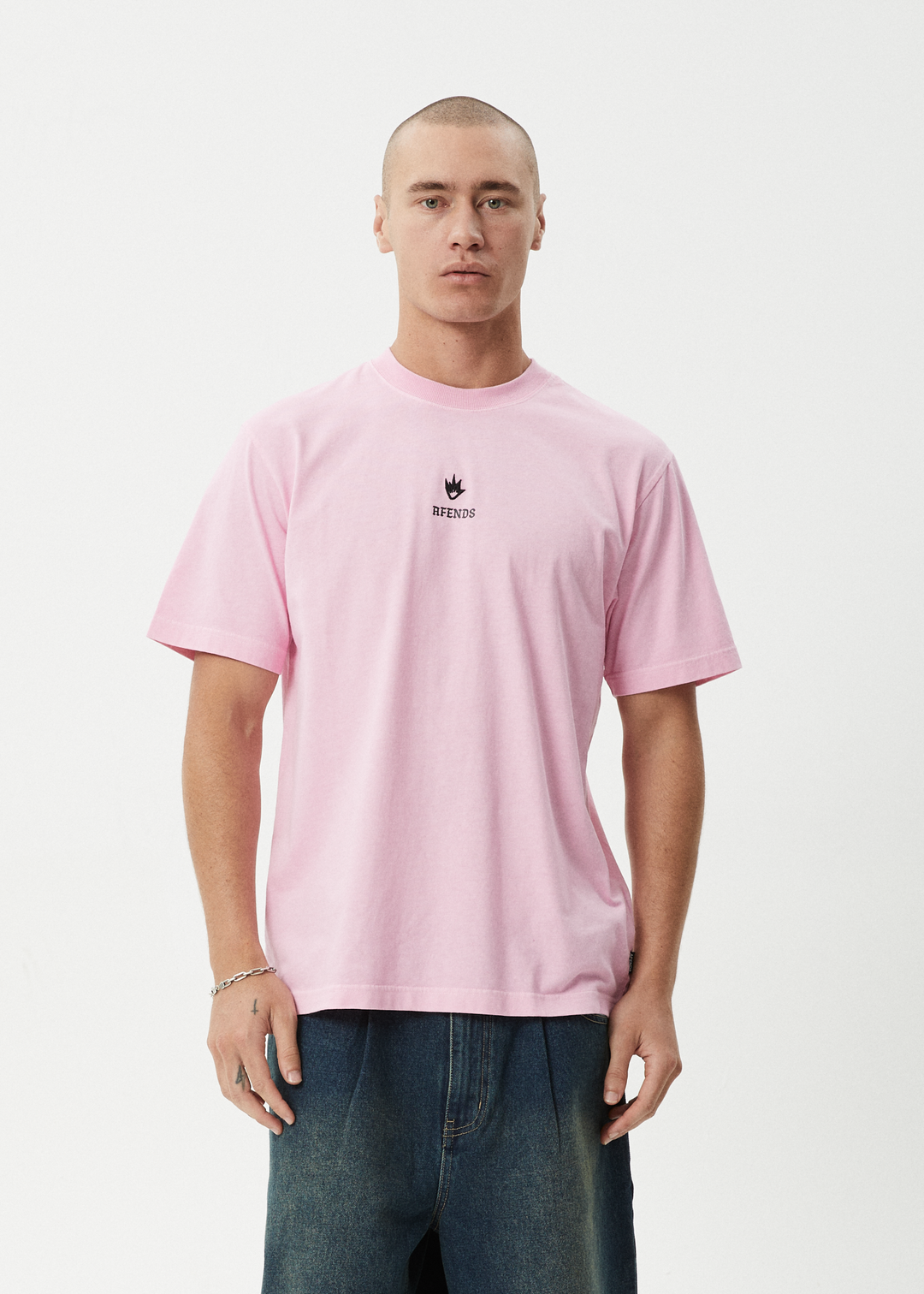 AFENDS Mens Burnin - Retro Tee - Vintage Pink