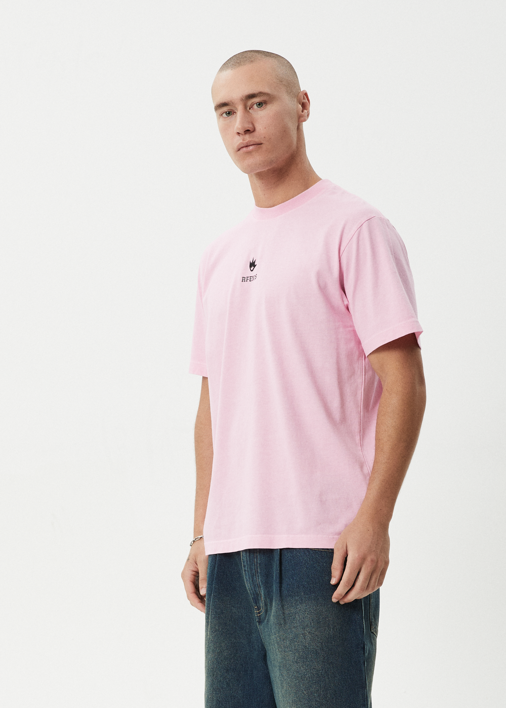 AFENDS Mens Burnin - Retro Tee - Vintage Pink