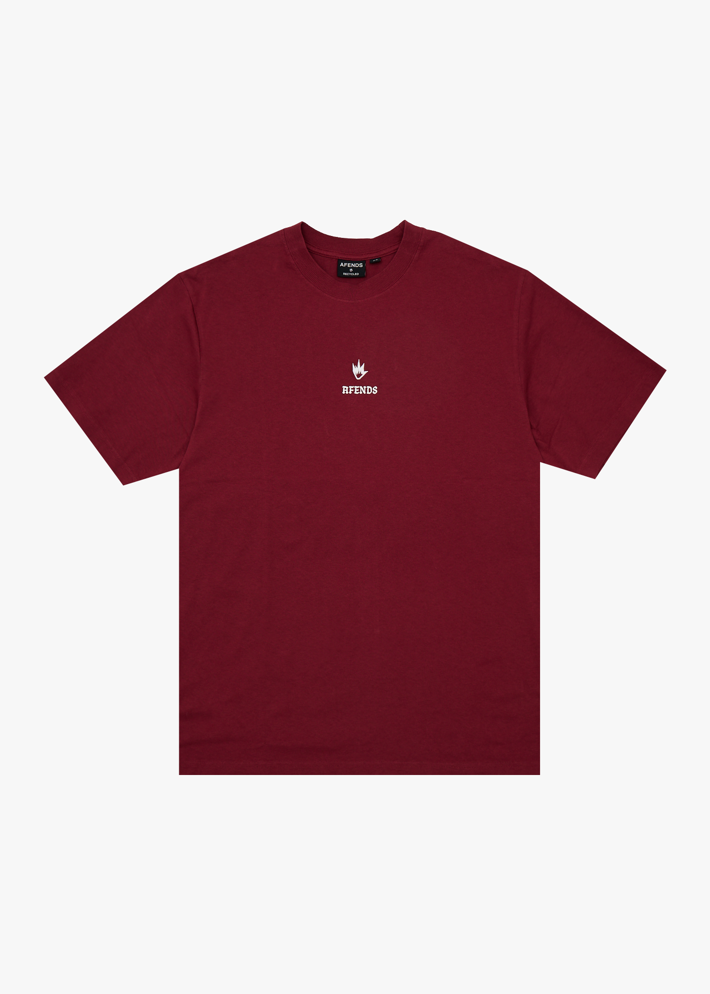 AFENDS Mens Burnin - Recycled Retro Fit Tee - Washed Burgundy