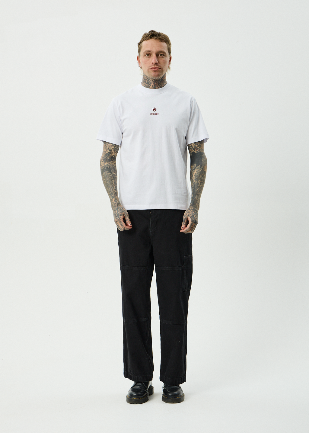 AFENDS Mens Burnin - Recycled Retro Fit Tee - White