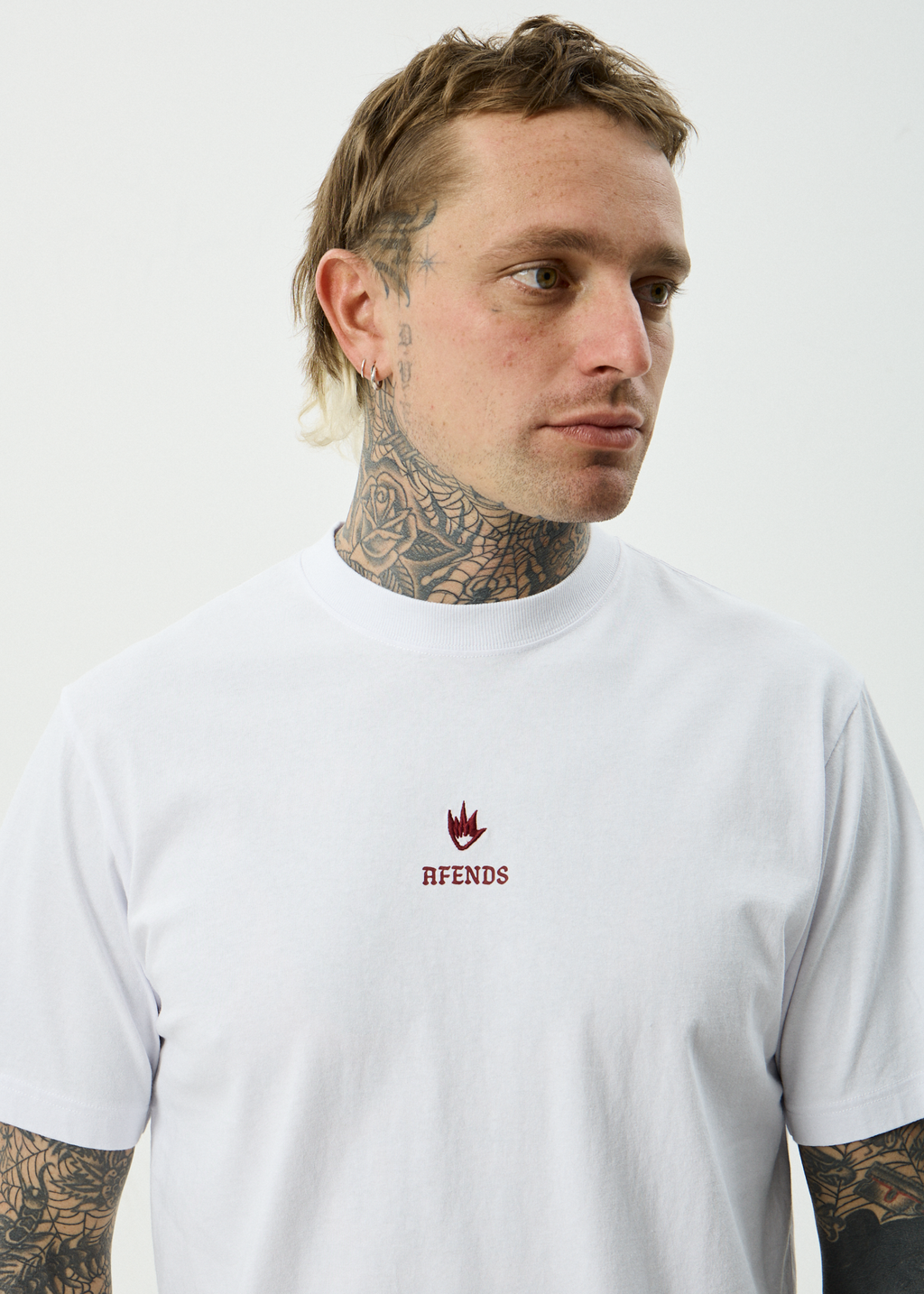 AFENDS Mens Burnin - Recycled Retro Fit Tee - White