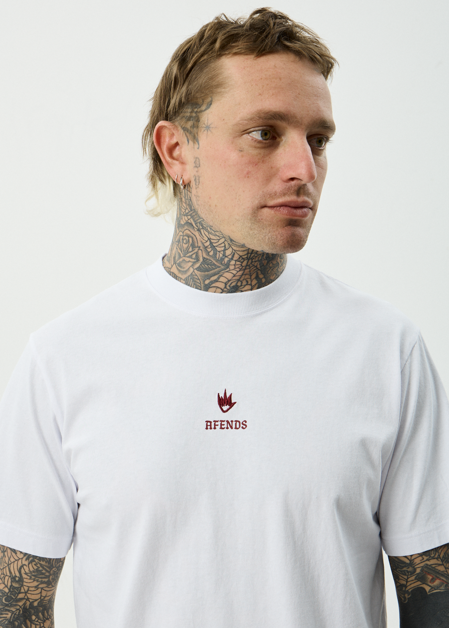AFENDS Mens Burnin - Recycled Retro Fit Tee - White