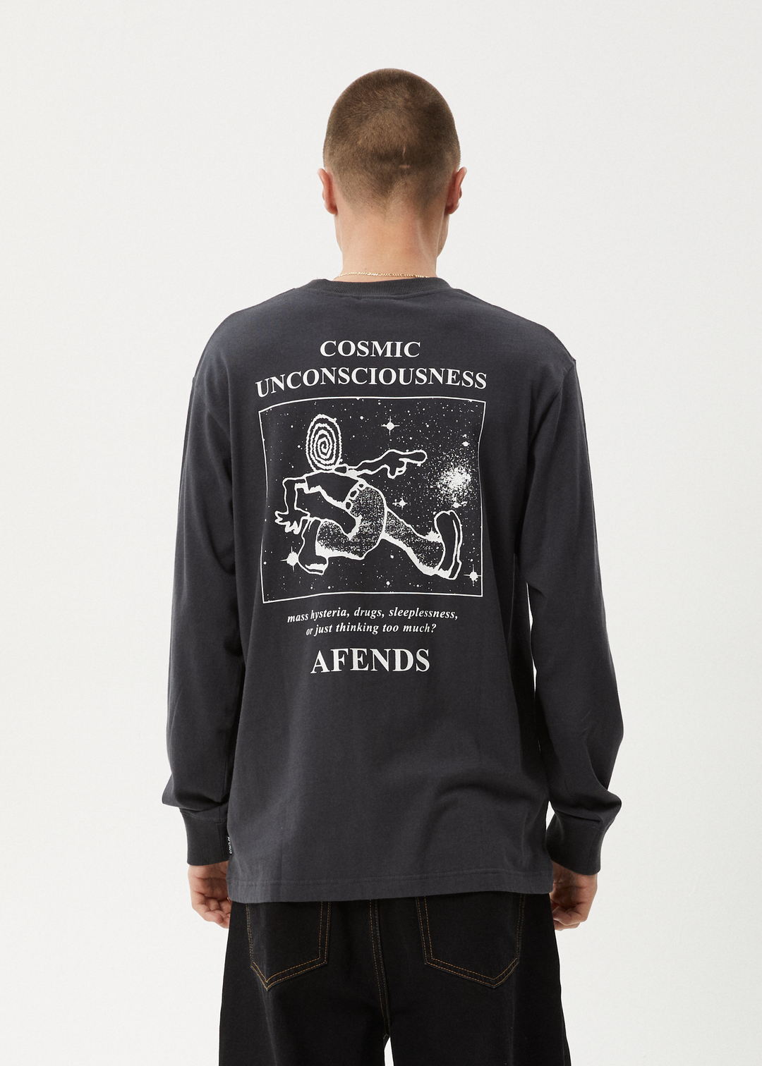 AFENDS Mens Cosmic - Long Sleeve Tee - Charcoal