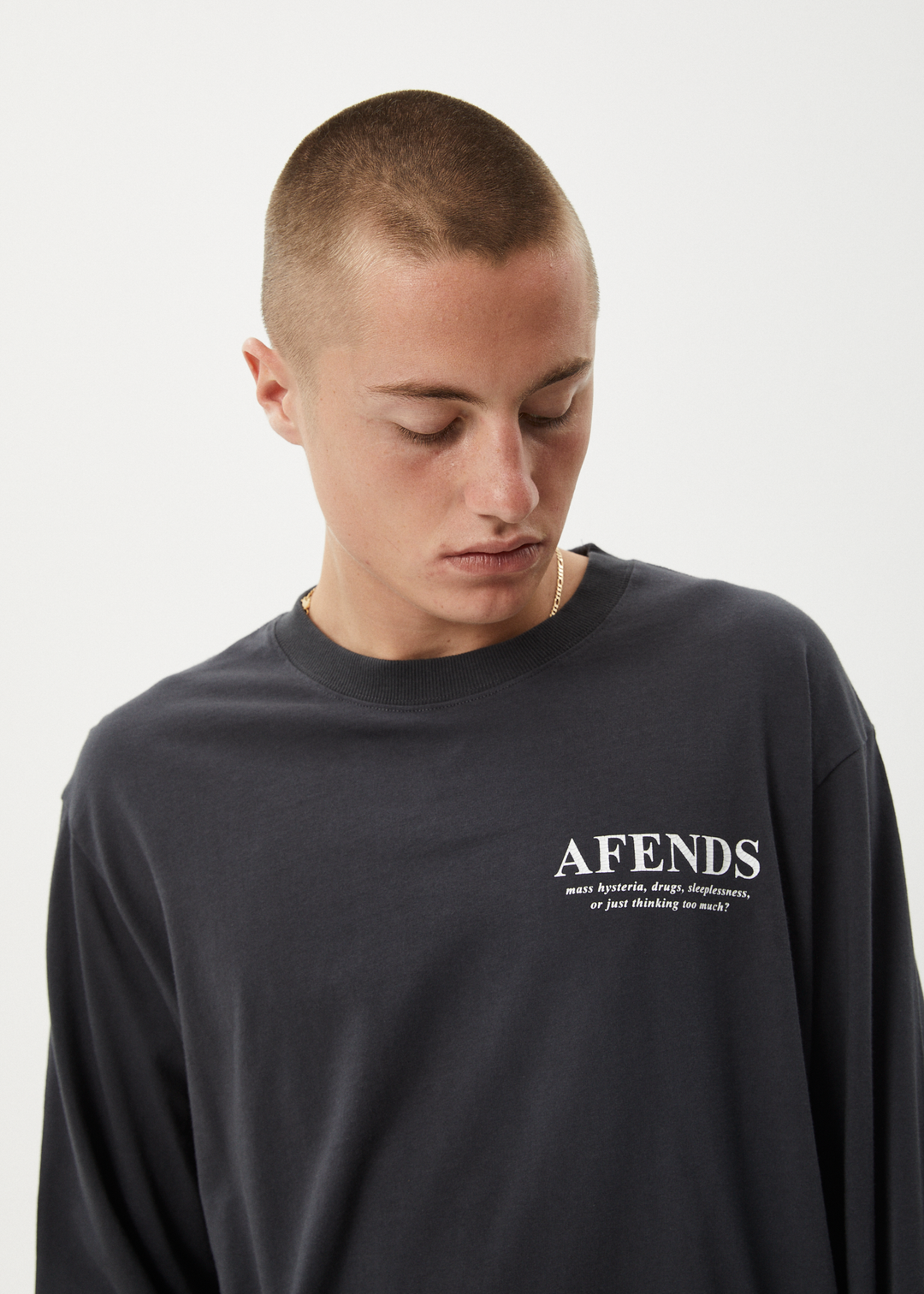 AFENDS Mens Cosmic - Long Sleeve Tee - Charcoal