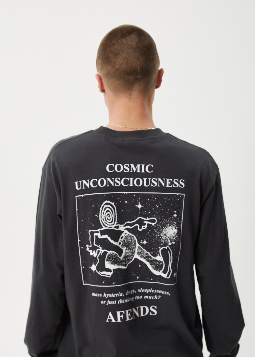 AFENDS Mens Cosmic - Long Sleeve Tee - Charcoal