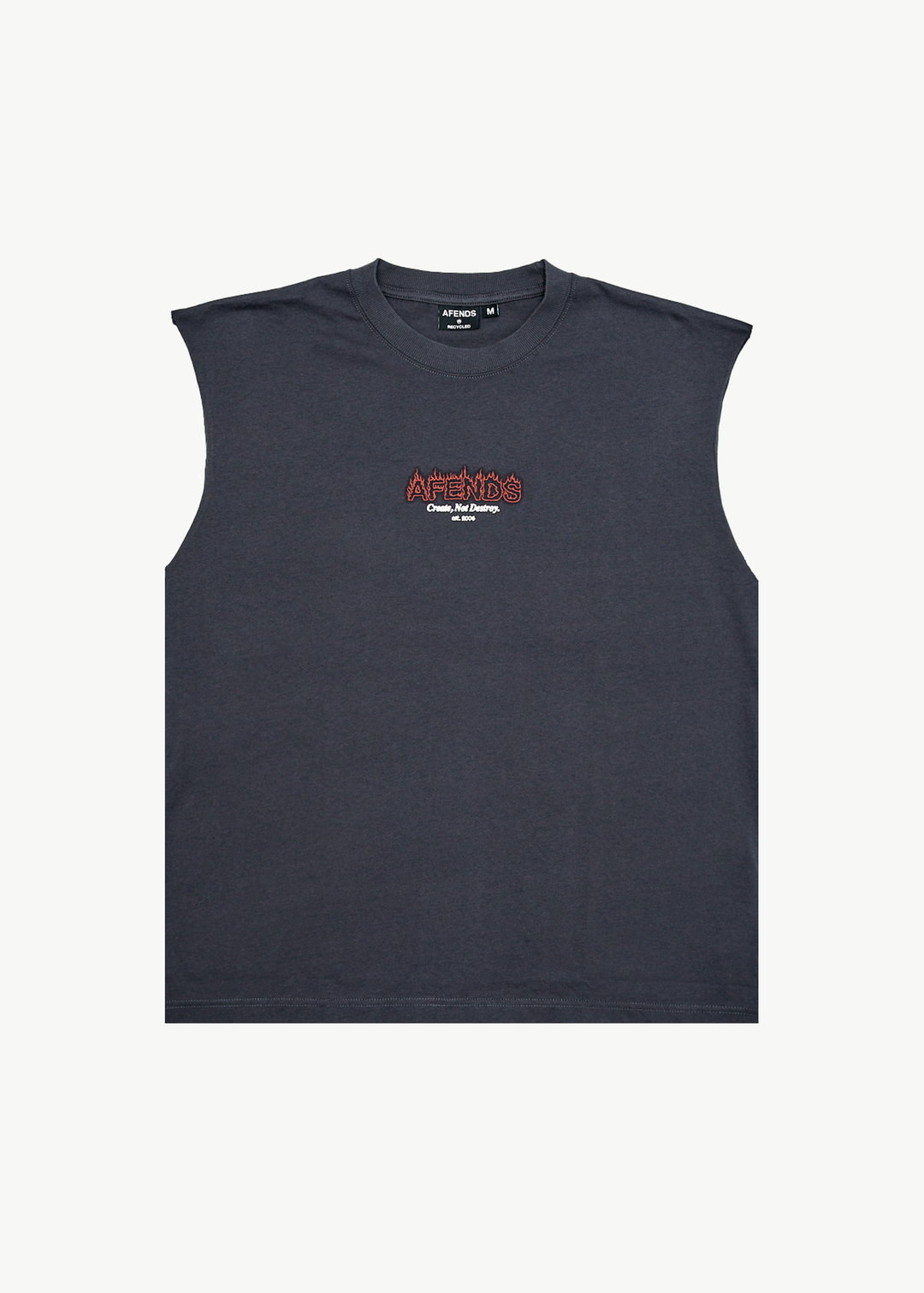 AFENDS Mens Ember - Sleeveless Tee - Charcoal