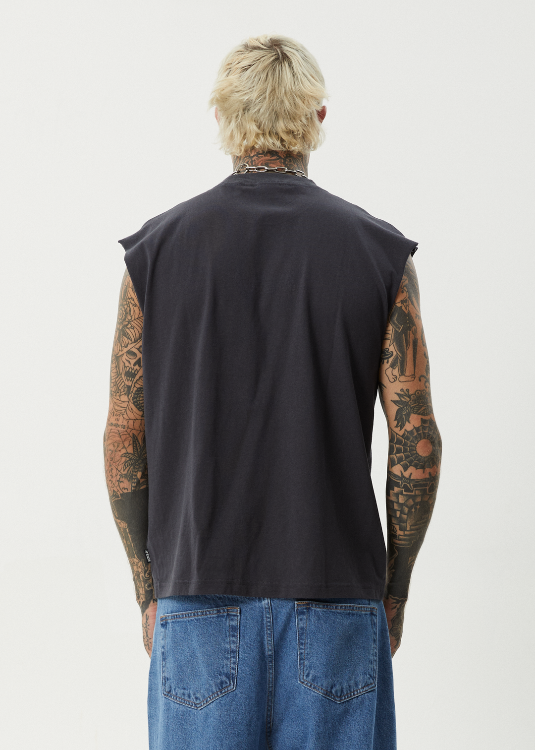 AFENDS Mens Ember - Sleeveless Tee - Charcoal