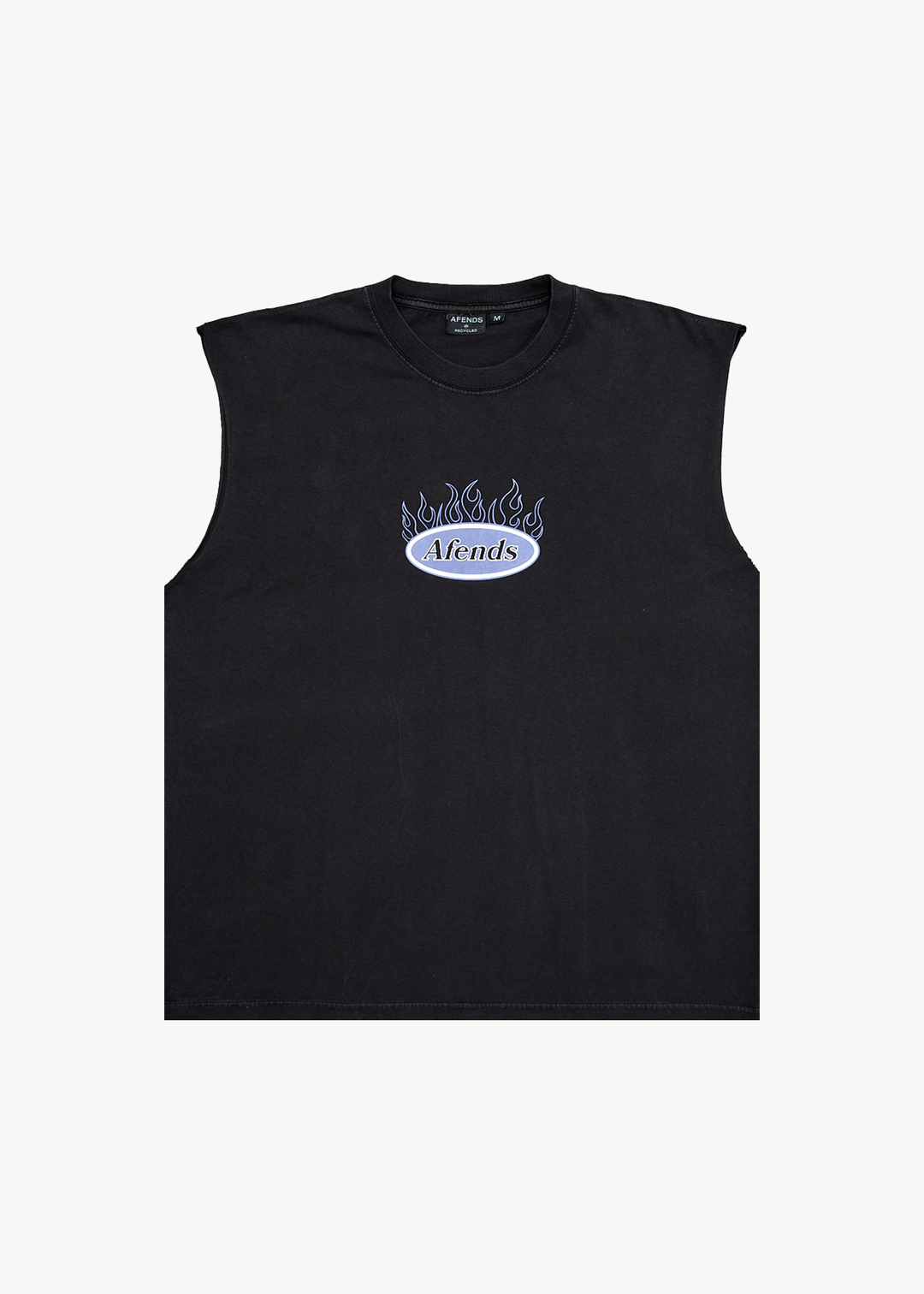 AFENDS Mens Fast Forward - Sleeveless Tee - Stone Black