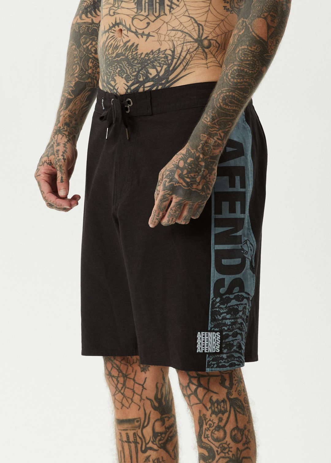 AFENDS Mens Tread - Surf Related Boardshorts 20" - Black