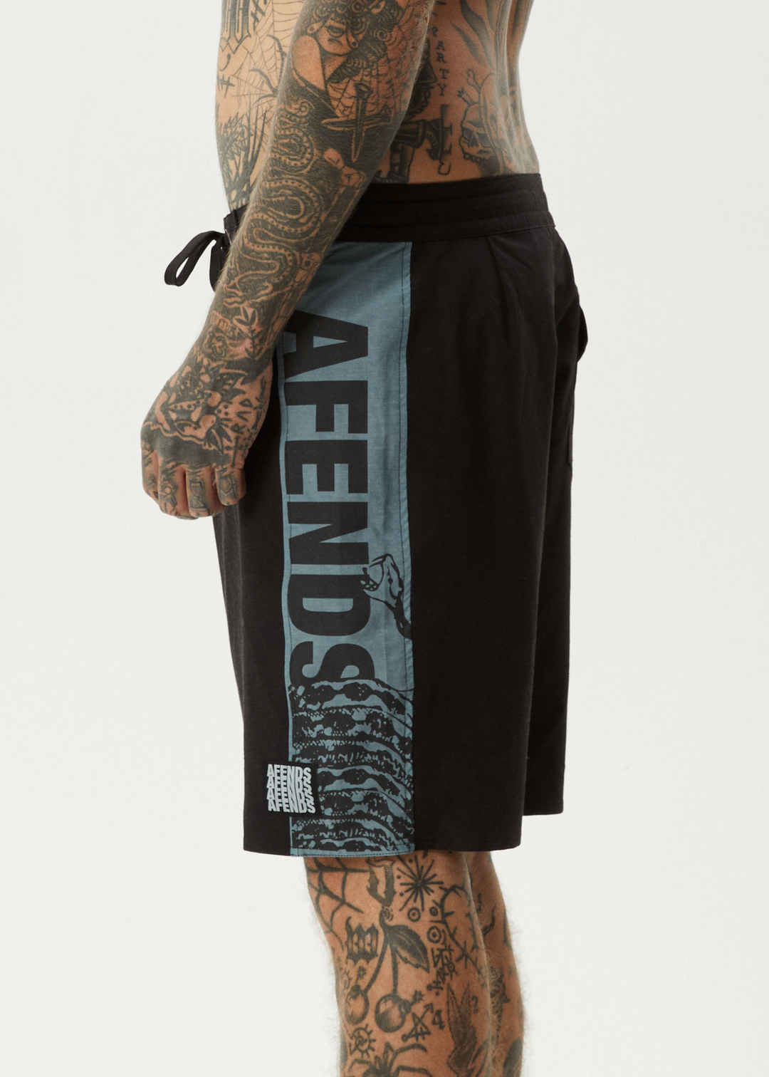 AFENDS Mens Tread - Surf Related Boardshorts 20" - Black