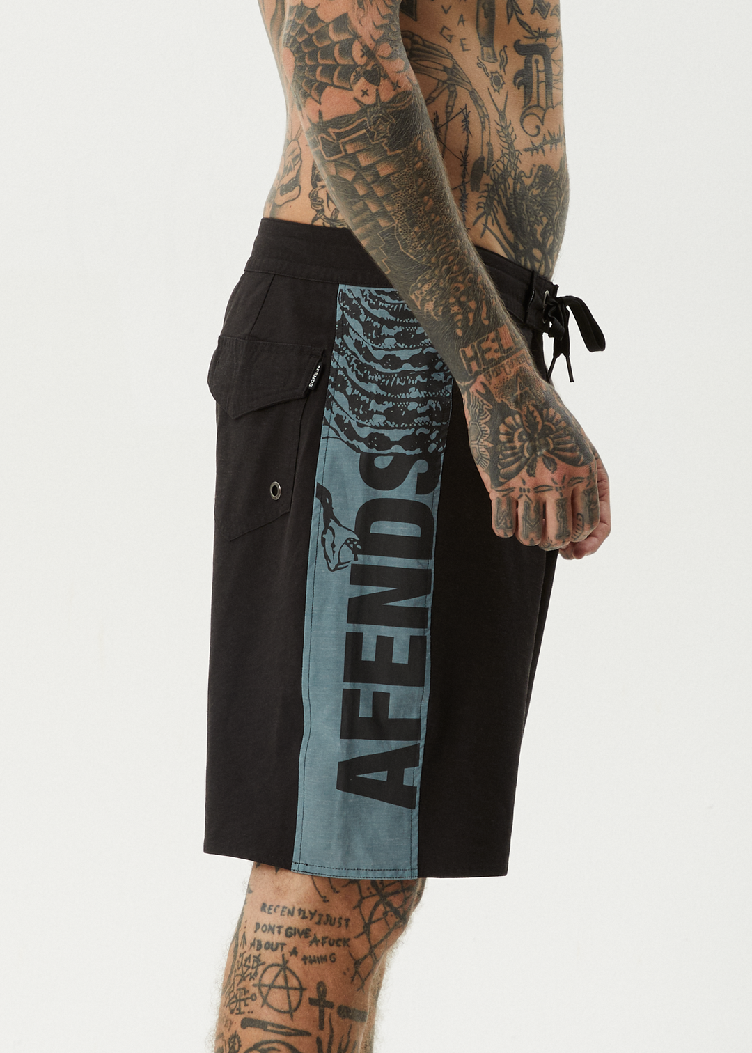 AFENDS Mens Tread - Surf Related Boardshorts 20" - Black