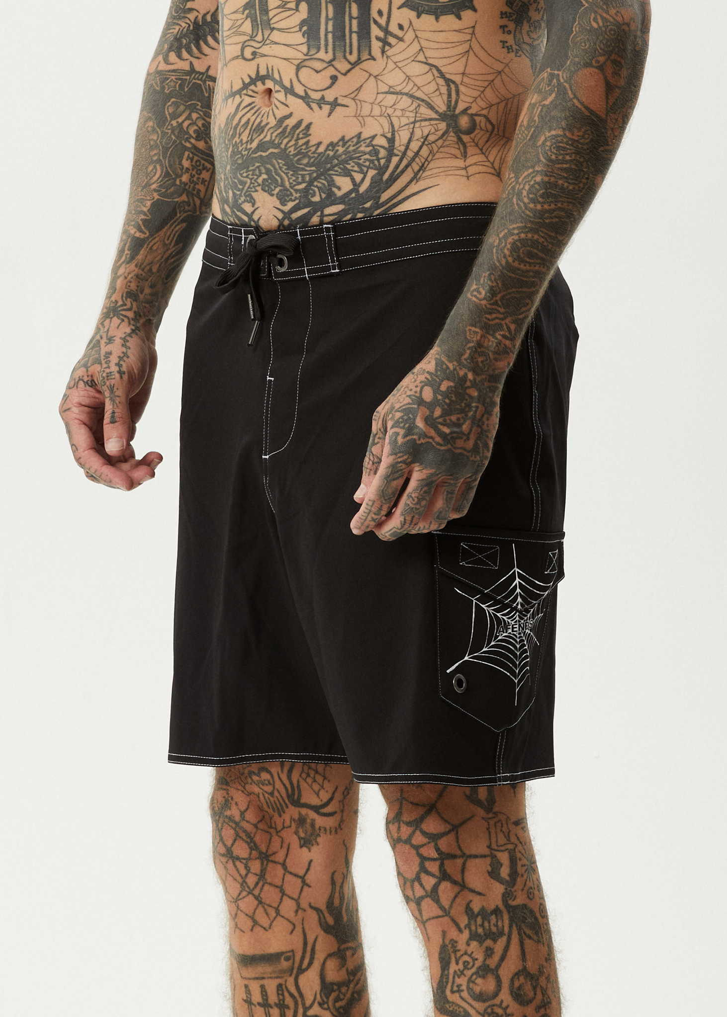 AFENDS Mens Webhead - Surf Related Boardshort 18" - Black