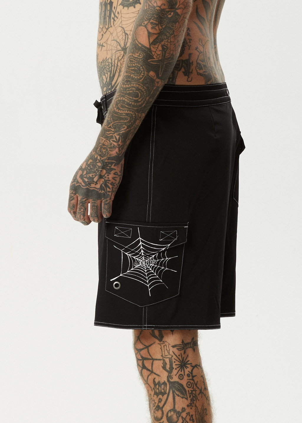 AFENDS Mens Webhead - Surf Related Boardshort 18" - Black