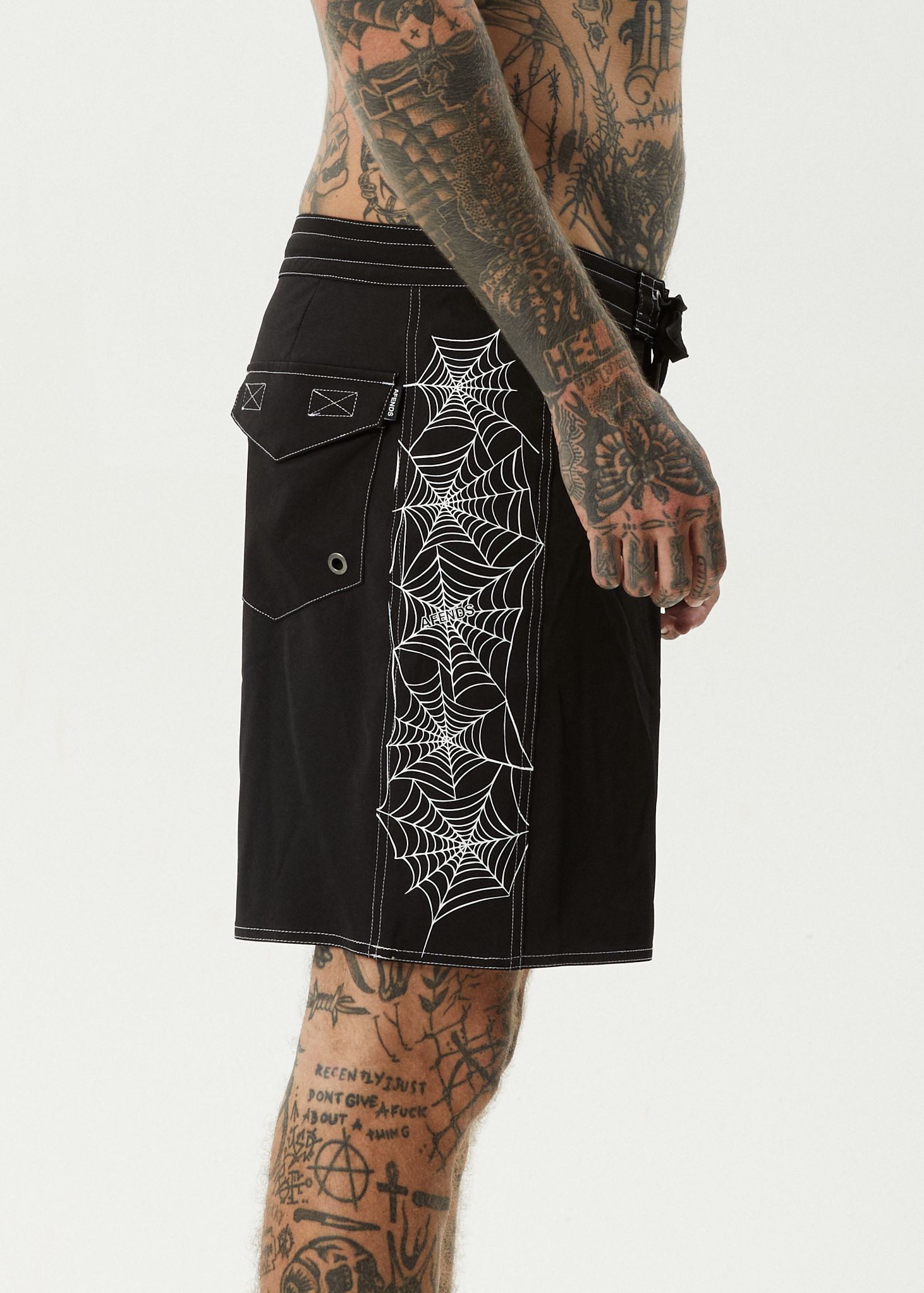 AFENDS Mens Webhead - Surf Related Boardshort 18" - Black