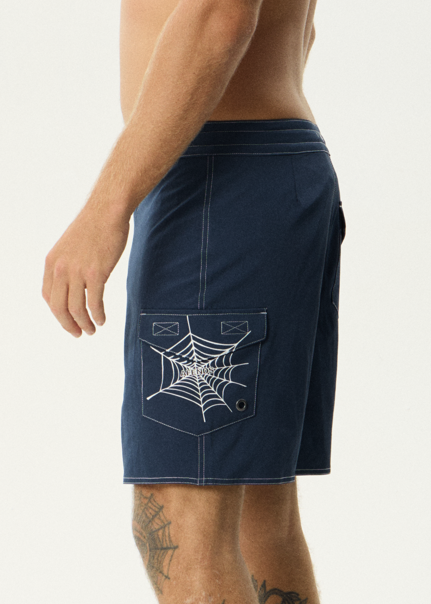 AFENDS Mens Webhead - Surf Related Boardshort 18" - Navy