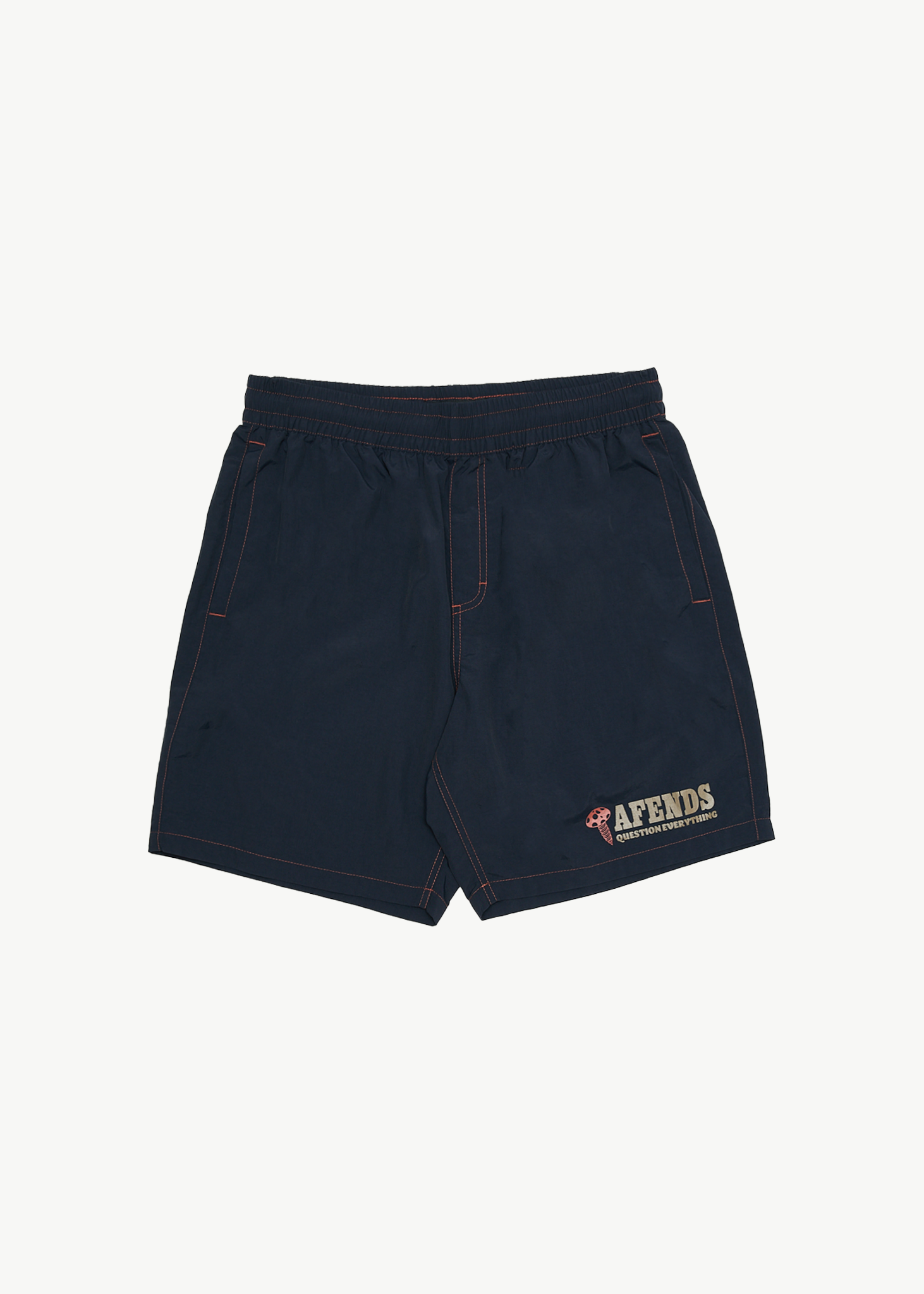 AFENDS Mens Nuts N Bolts - Baywatch Swim Short 18" - Deep Sea