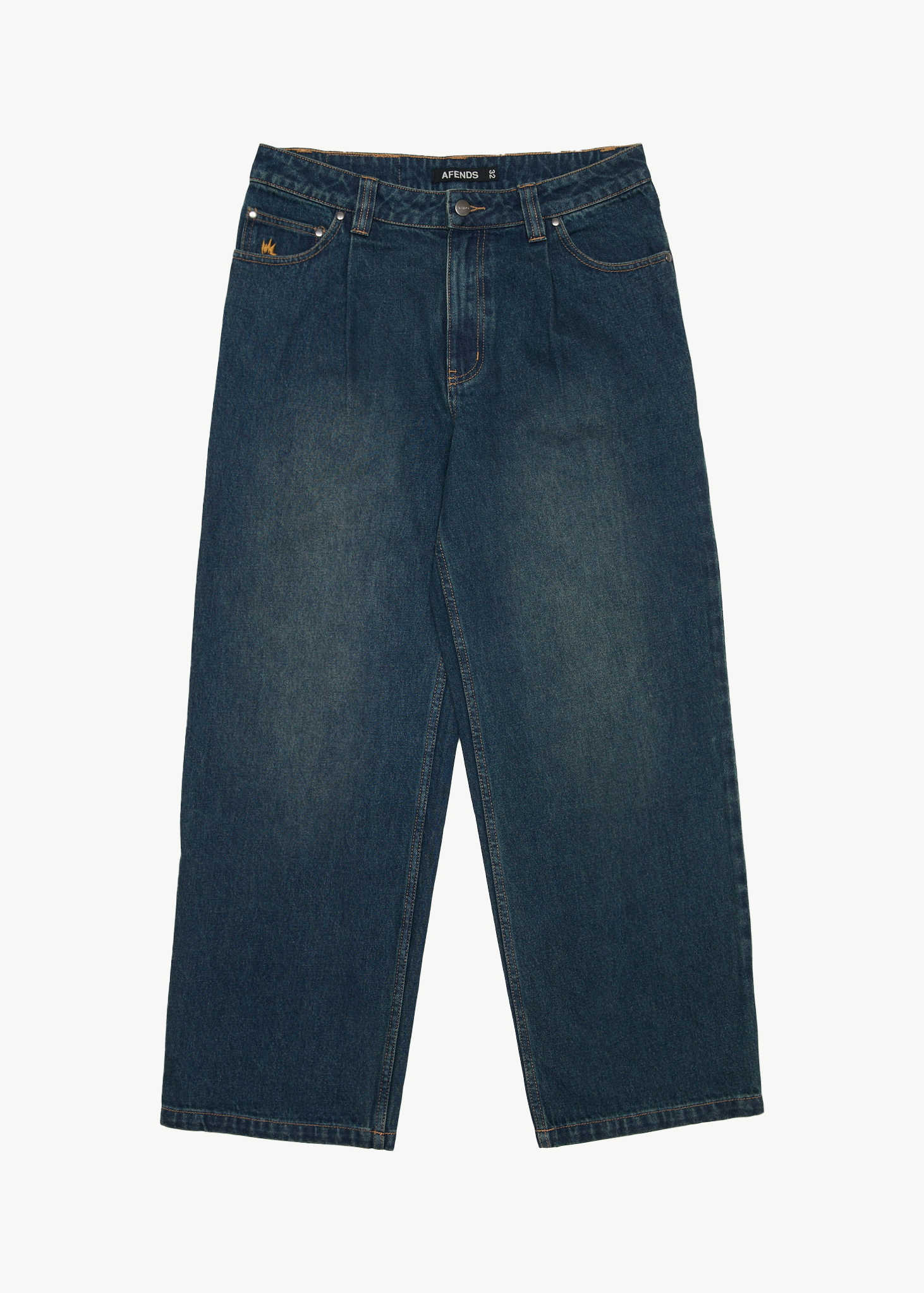 AFENDS Mens Fast Forward - Denim Ultra Baggy Jean - Vintage Wash