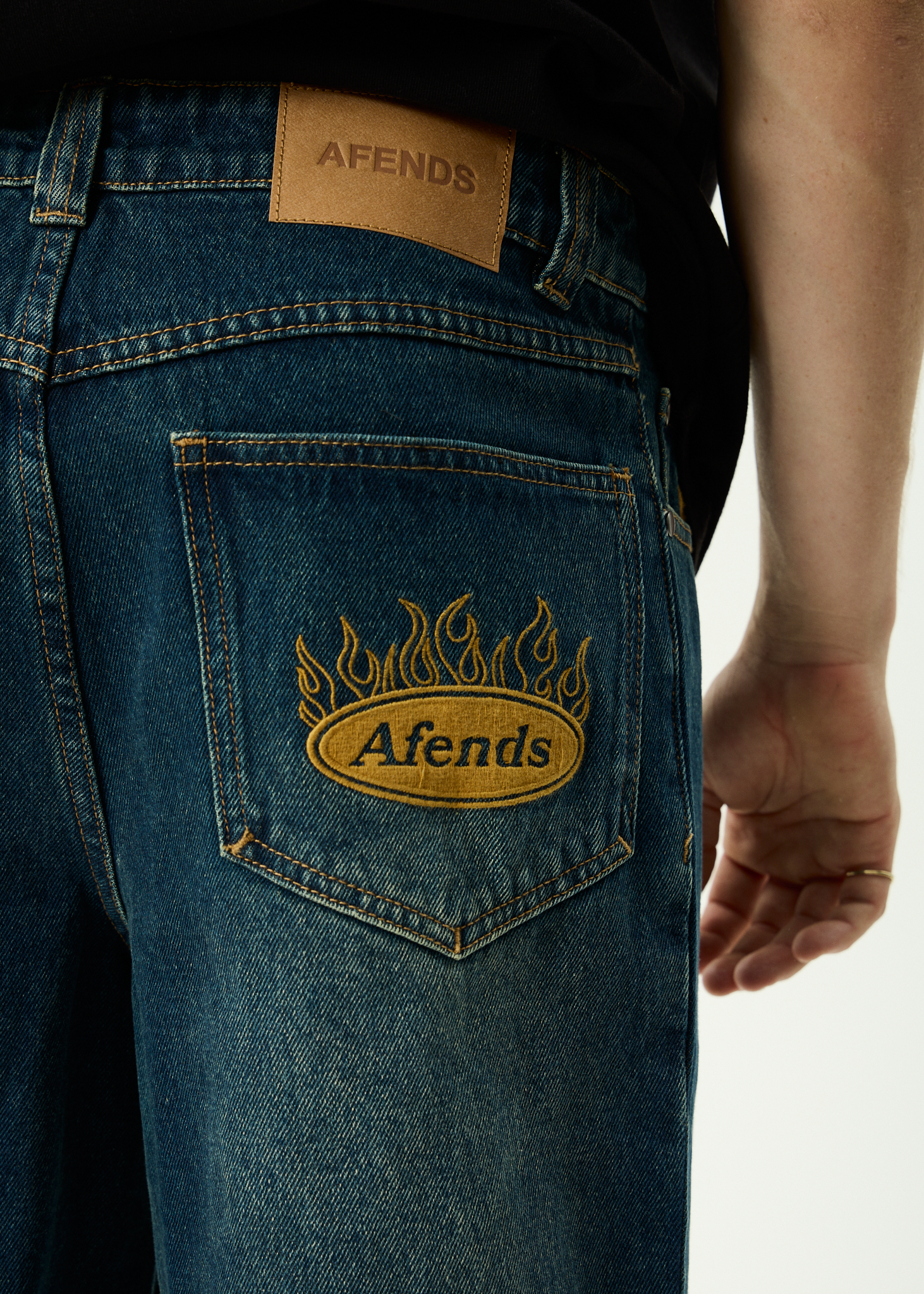 AFENDS Mens Fast Forward - Denim Ultra Baggy Jean - Vintage Wash