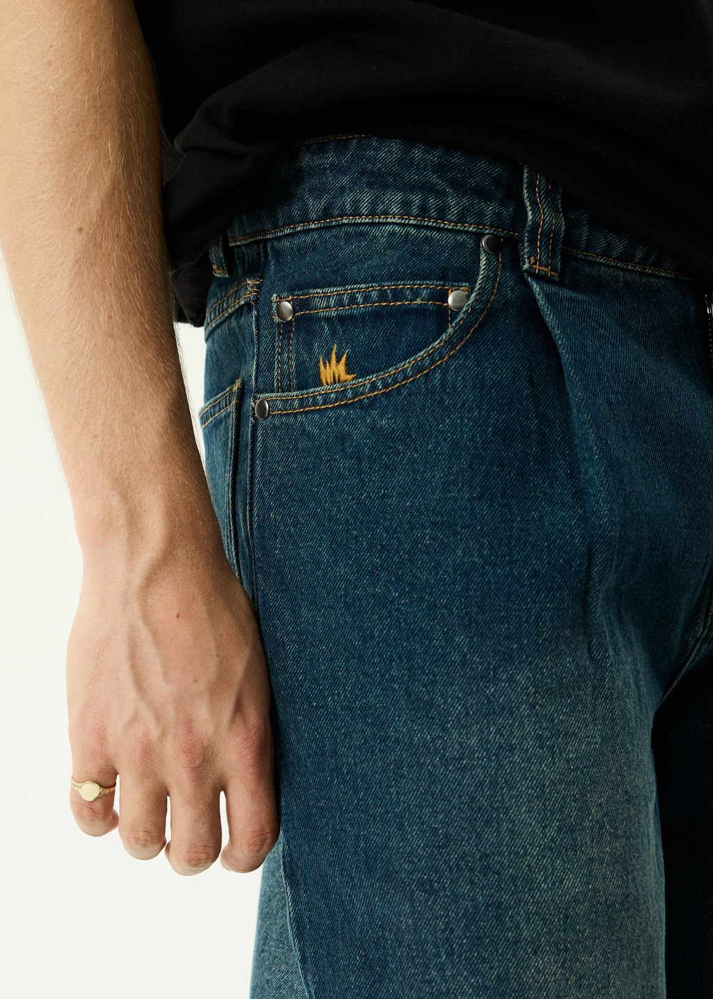 AFENDS Mens Fast Forward - Denim Ultra Baggy Jean - Vintage Wash