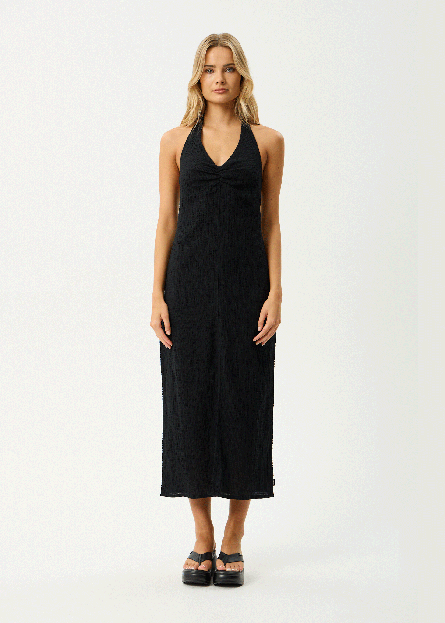 AFENDS Womens Andy - Seersucker Halter Maxi Dress - Black, XS AFENDS Womens Andy - Seersucker Halter Maxi Dress - Black, XS