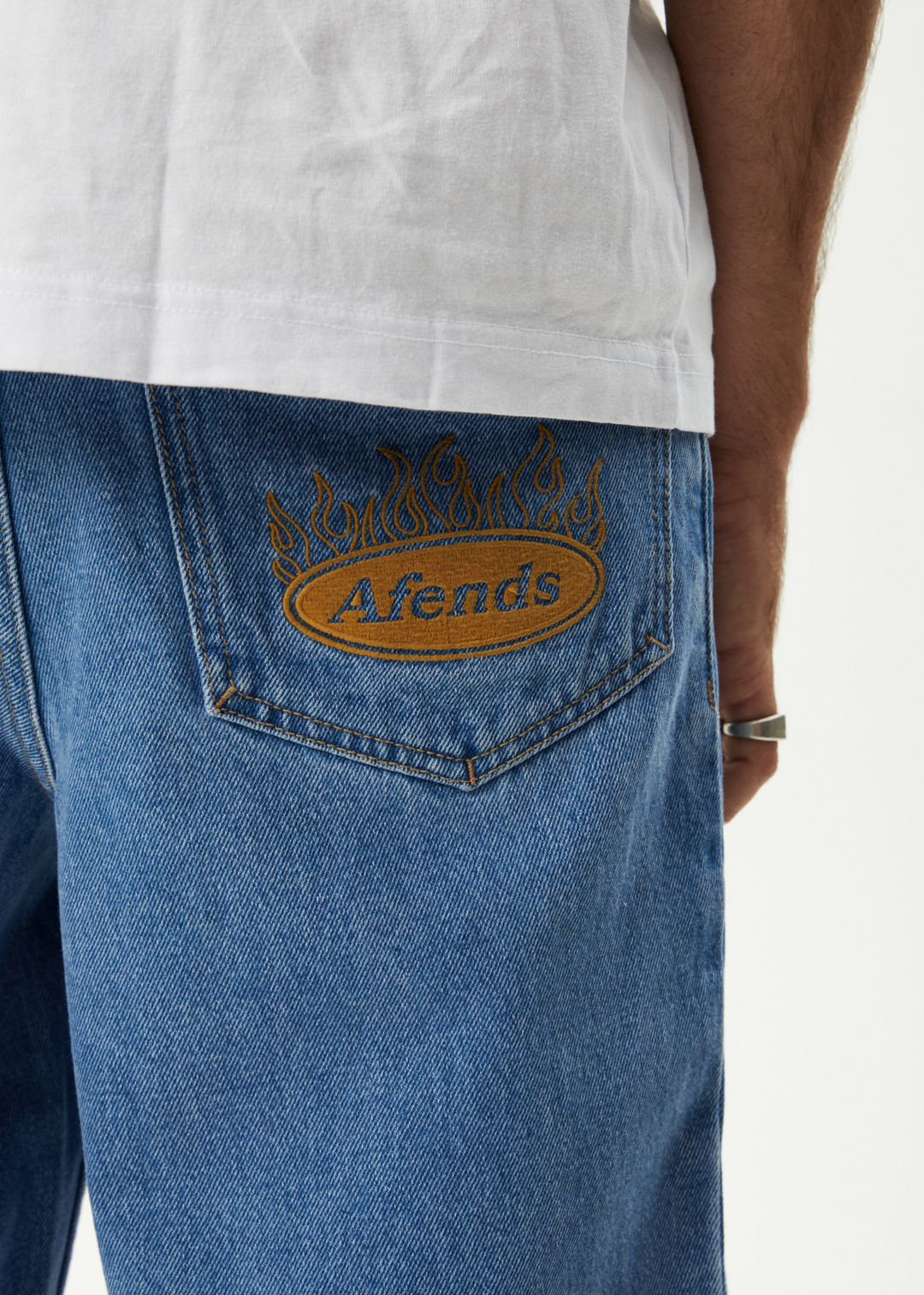 AFENDS Mens Fast Forward - Denim Ultra Baggy Jean - Worn Blue