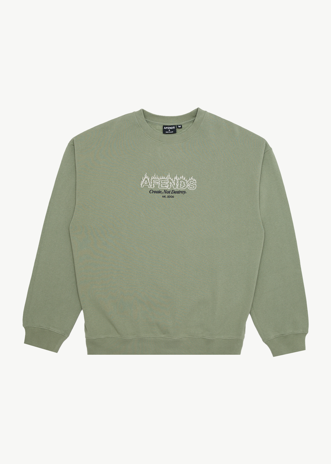 AFENDS Mens Ember - Crew Neck - Oil Green