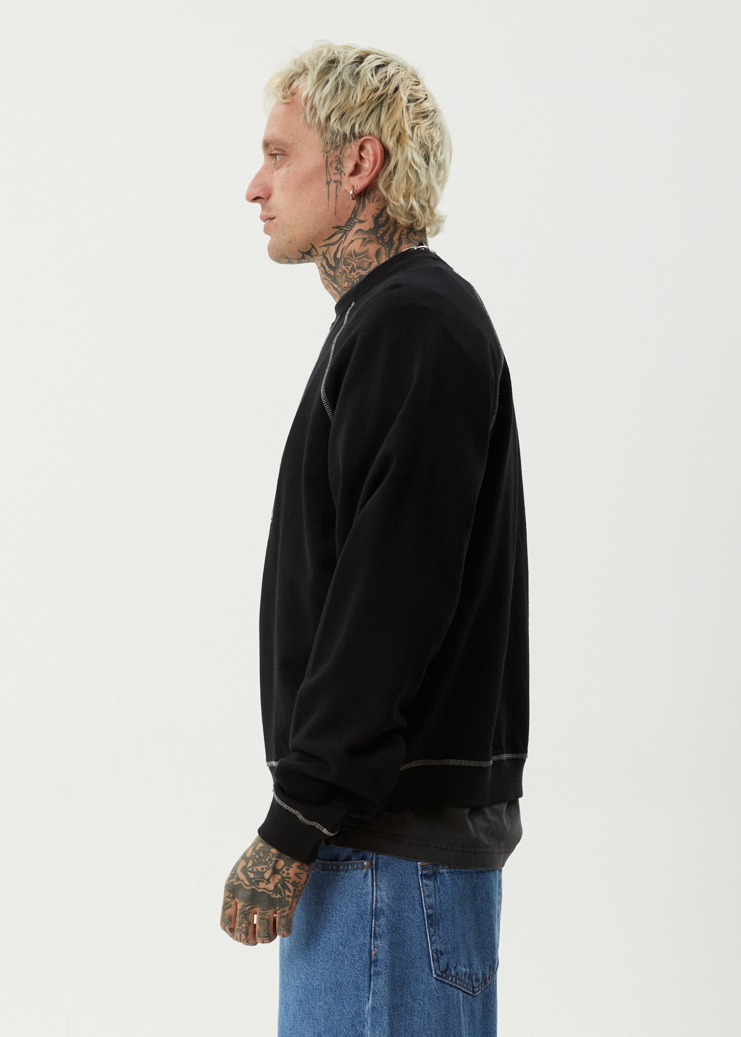 AFENDS Mens Dance Party - Crew Neck Jumper - Black