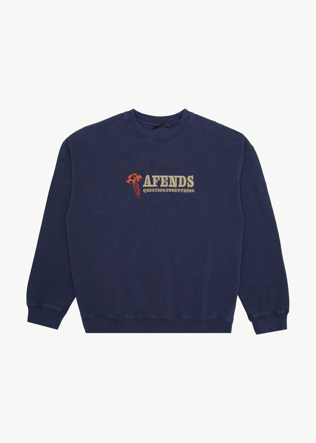 AFENDS Mens Nuts N Bolts - Crew Neck - Washed Deep Sea