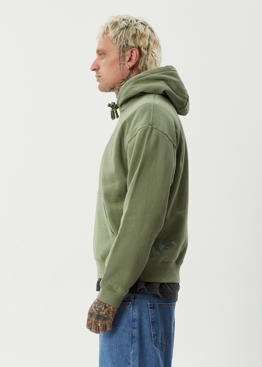 AFENDS Mens Webhead - Pull On Hood - Oil Green