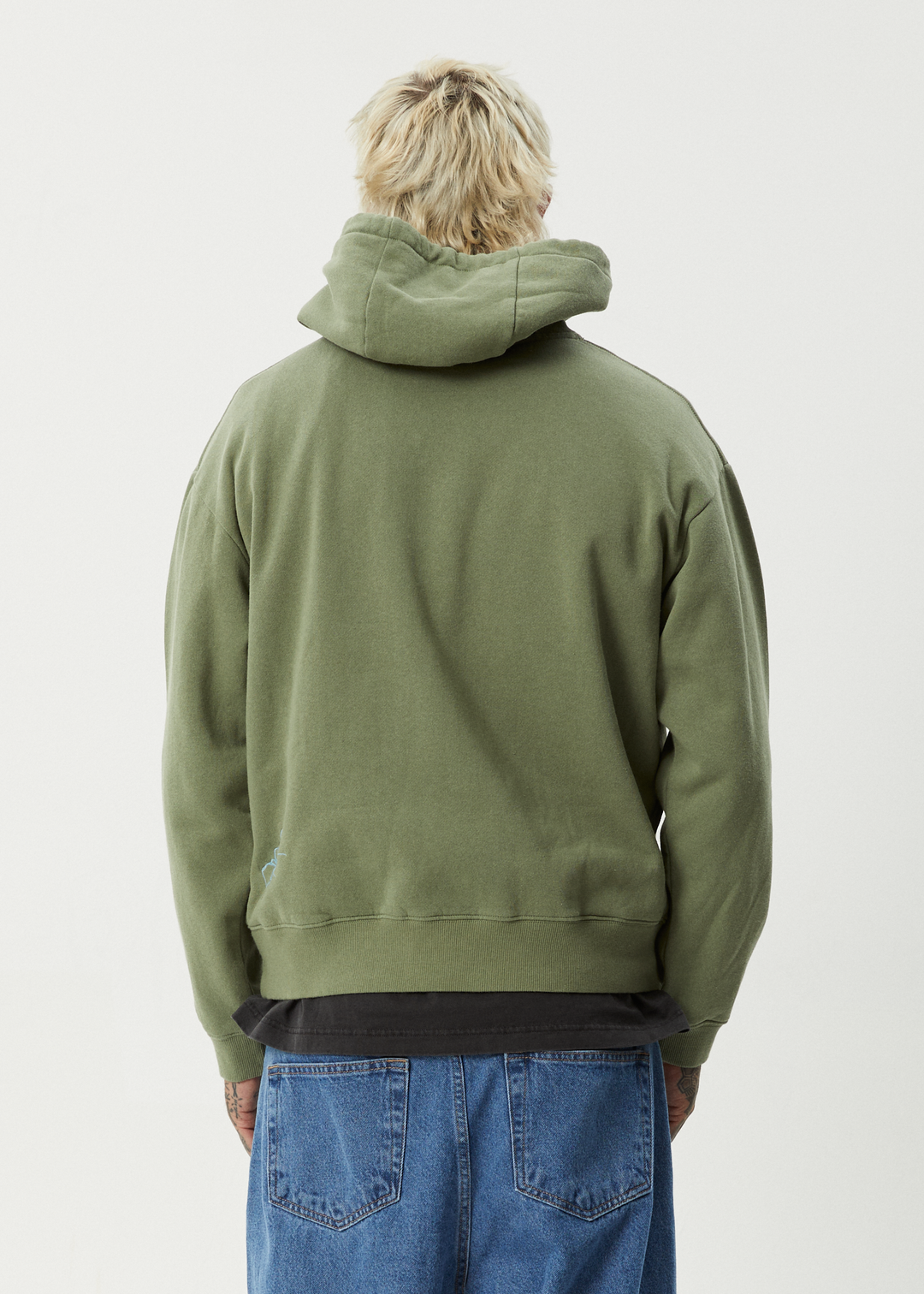 AFENDS Mens Webhead - Pull On Hood - Oil Green