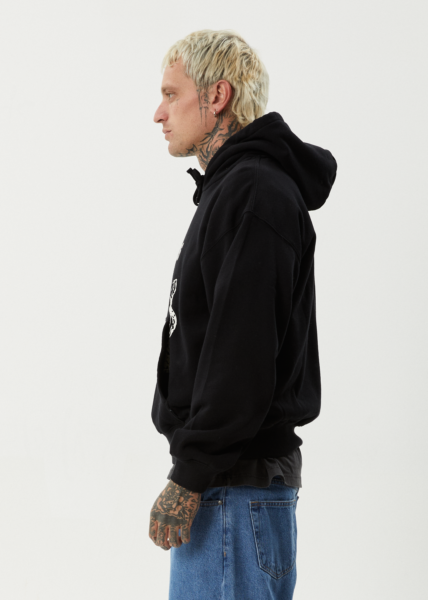 AFENDS Mens Tread - Boxy Hoodie - Black