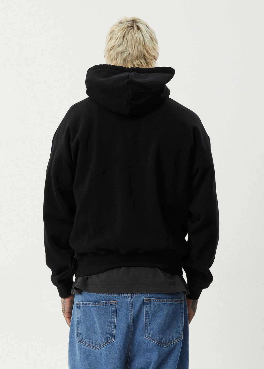 AFENDS Mens Tread - Boxy Pull On Hood - Black