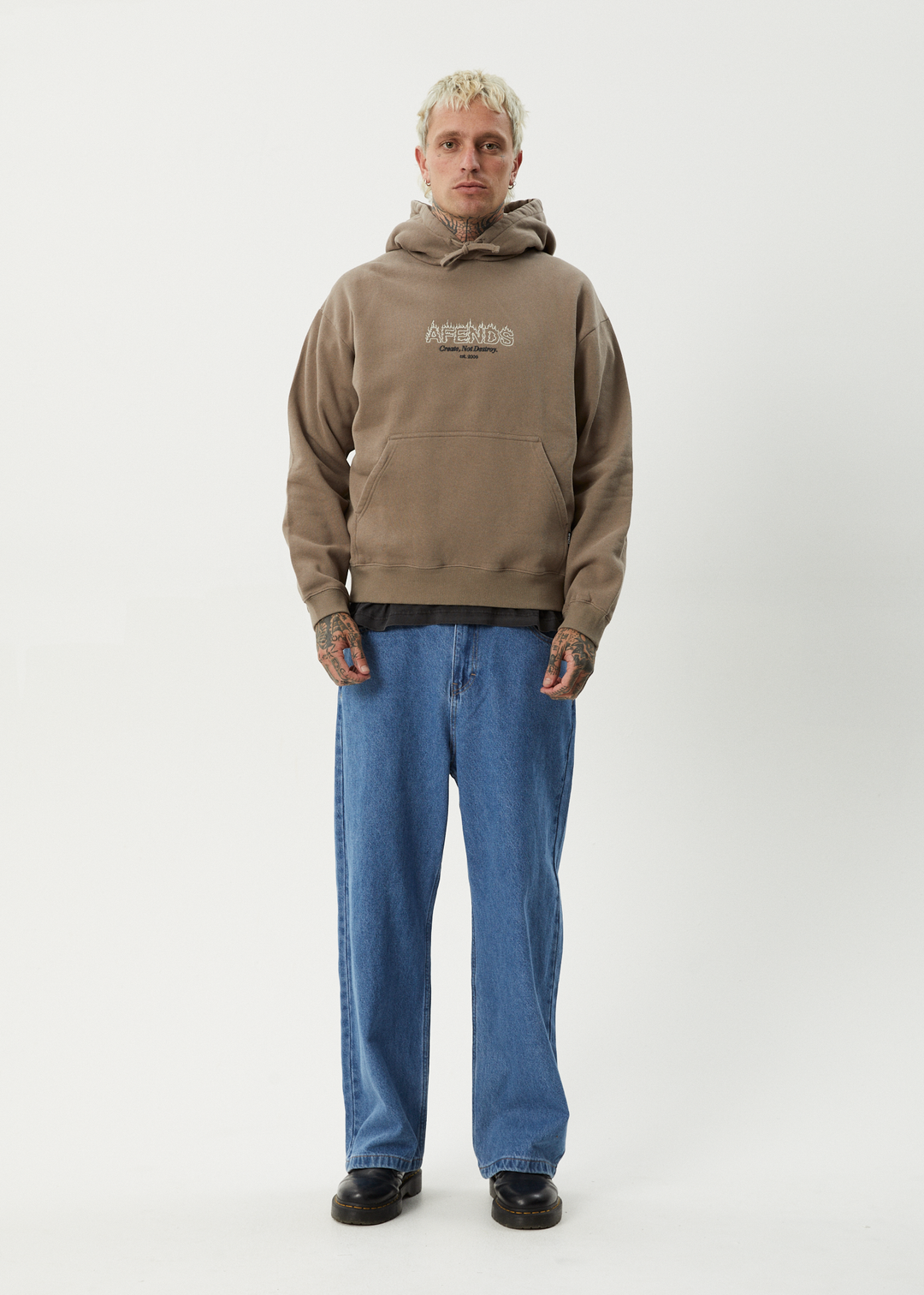 AFENDS Mens Ember - Pull On Hood - Fossil