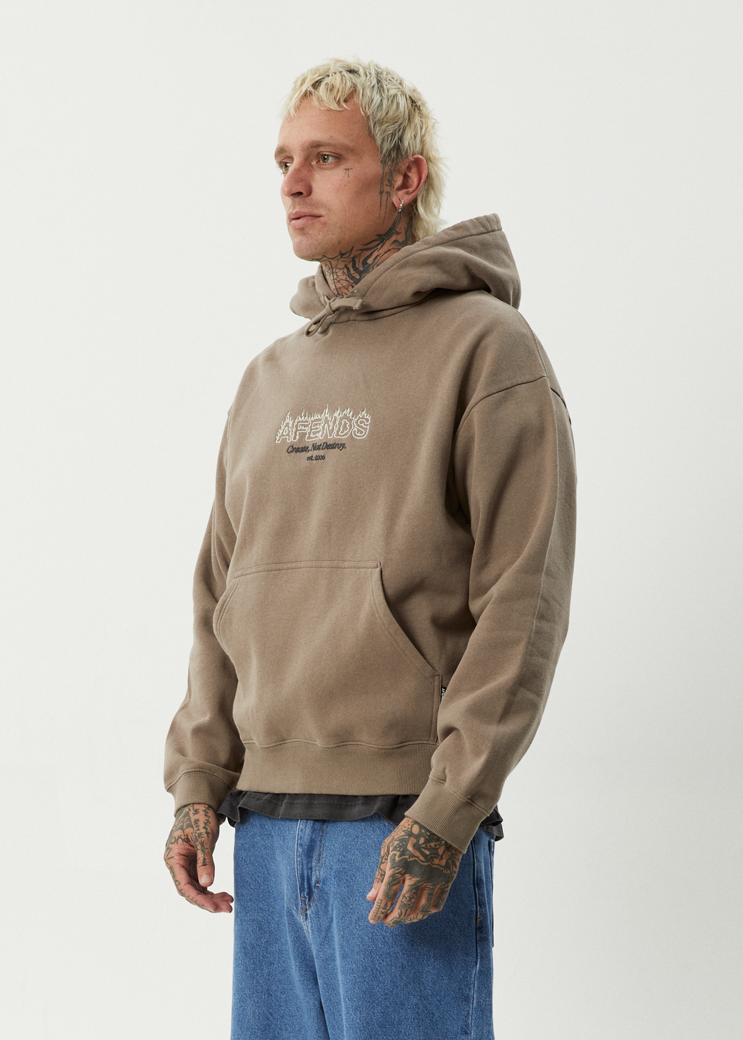 AFENDS Mens Ember - Pull On Hood - Fossil